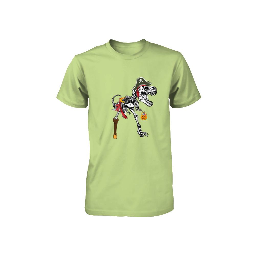 Dinosaurs T-Rex Skeleton Pirate Halloween Saurus For Kids Youth-Youth Shirt-Toddler T-Shirt-Key Lime