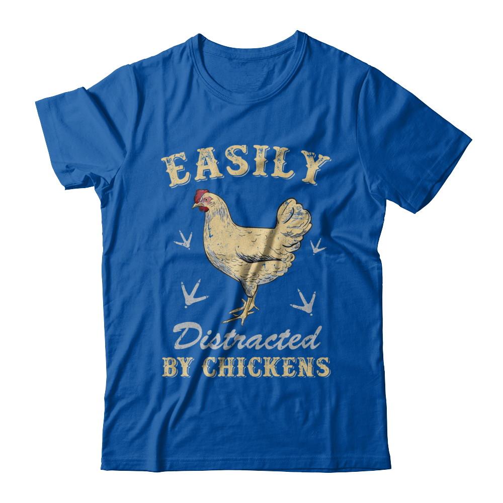 Easily Distracted By Chickens Farmers-T-Shirt & Hoodie-Premium T-Shirt-Royal