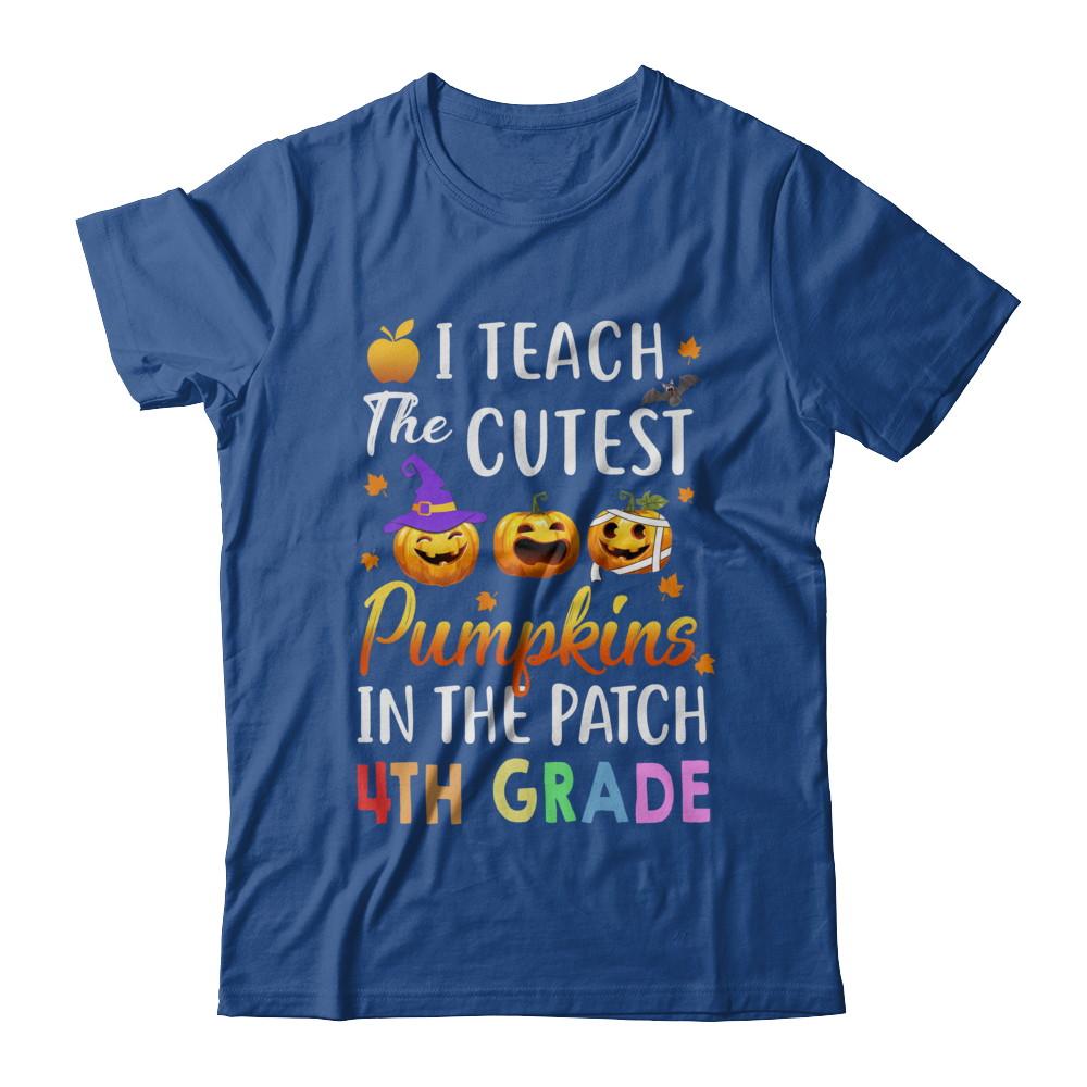 I Teach The Cutest Pumpkins In The Patch 4th Grade Halloween-T-Shirt & Hoodie-Classic T-Shirt-Royal