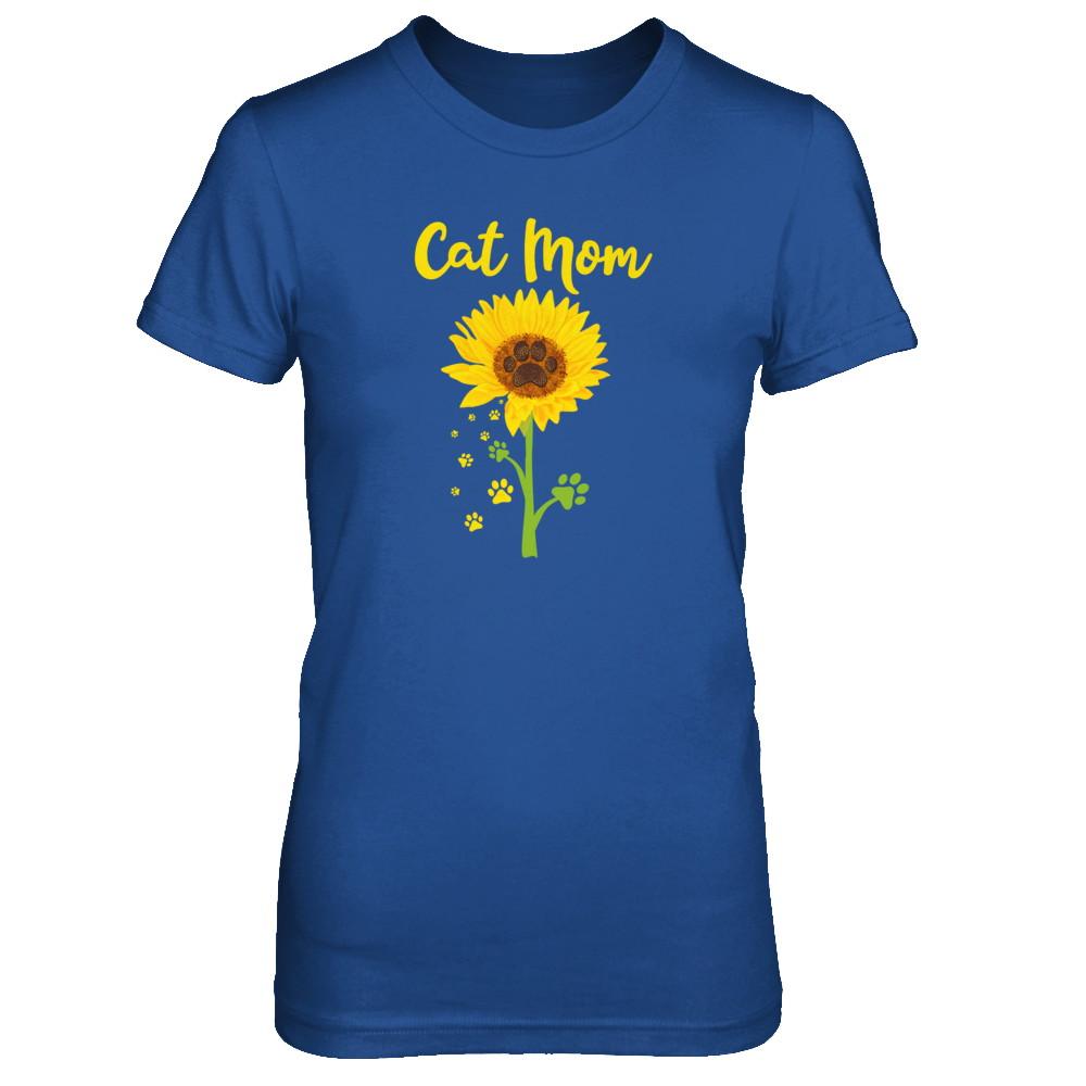Funny Sunflower Cat Mom Paw Lover Mothers Day-T-Shirt & Tank Top-Women's T-Shirt-Royal