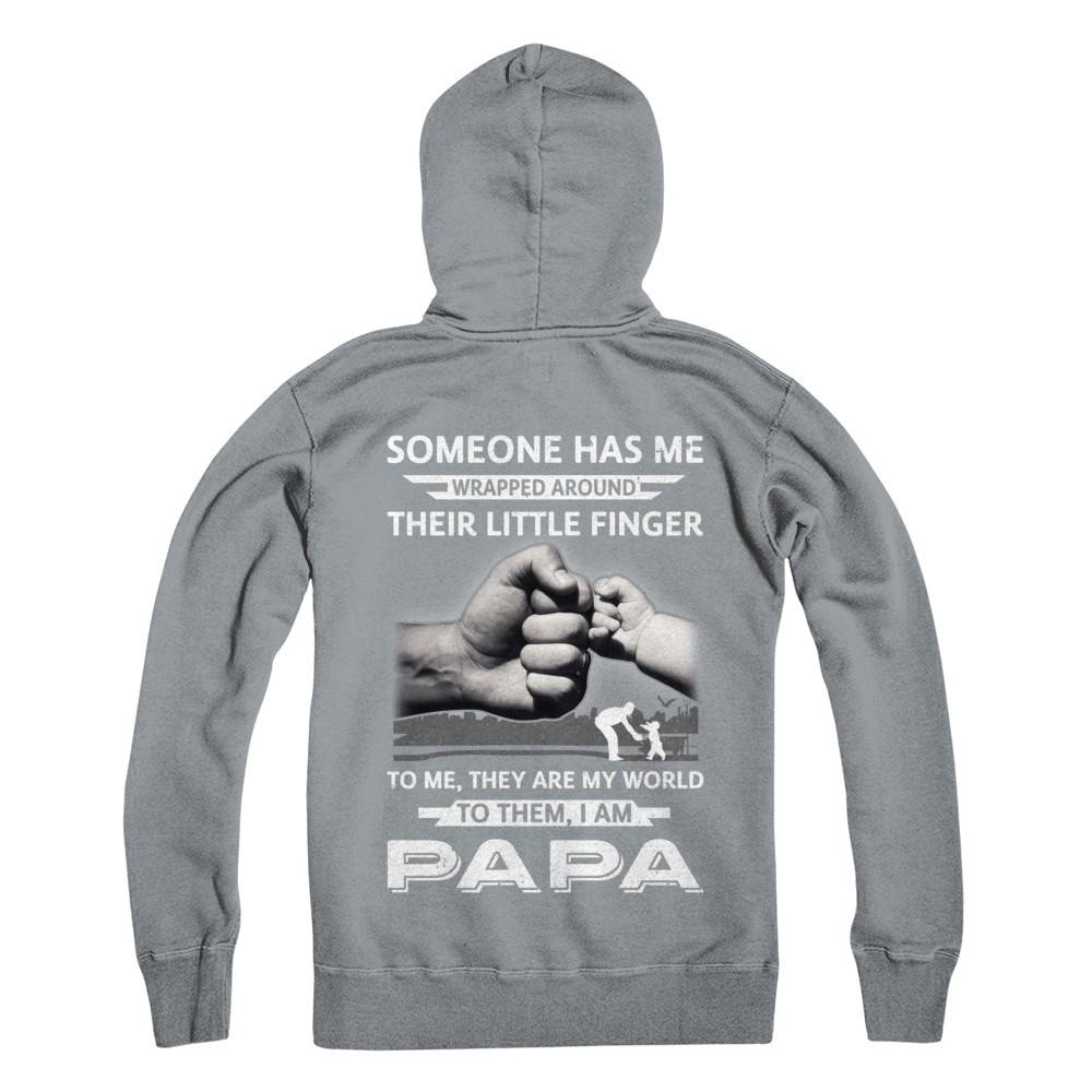 Someone Has Me Wrapped Around Their Little Finger Papa-T-Shirt & Hoodie-Pullover Hoodie-Light Steel