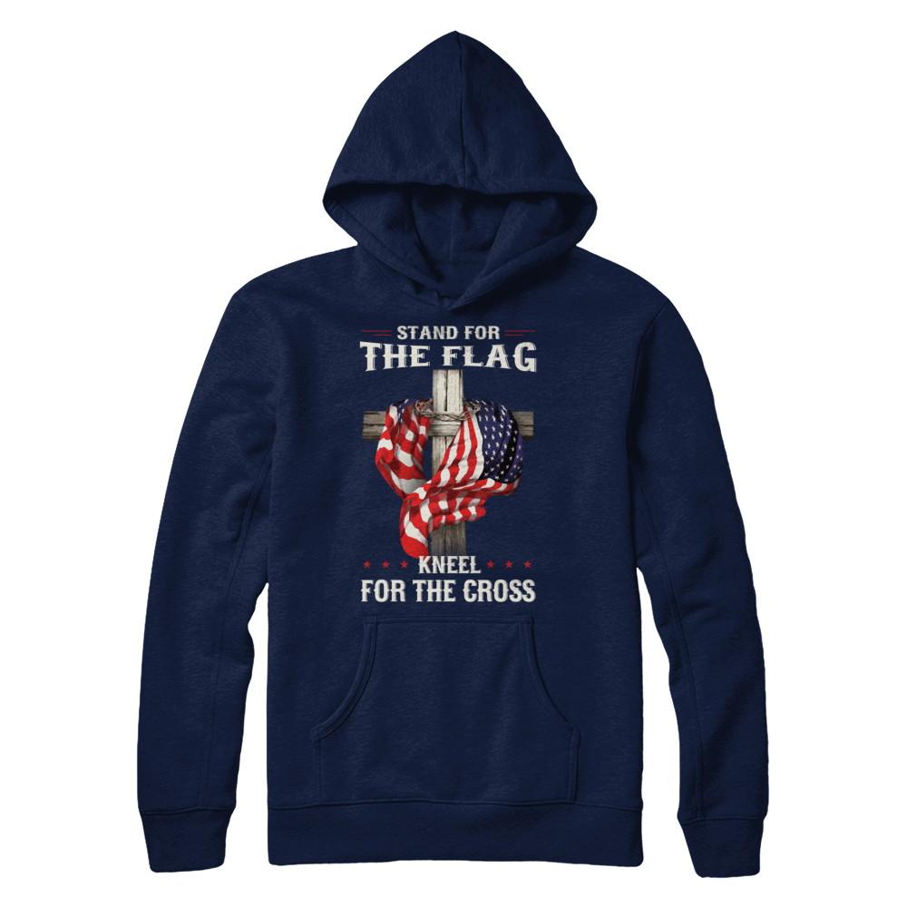 Stand For The Flag Kneel For The Cross-T-Shirt & Hoodie-Pullover Hoodie-Navy