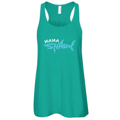 Mama Shark Lovers Best Mom-T-Shirt & Tank Top-Women's Flowy Racerback Tank-Kelly
