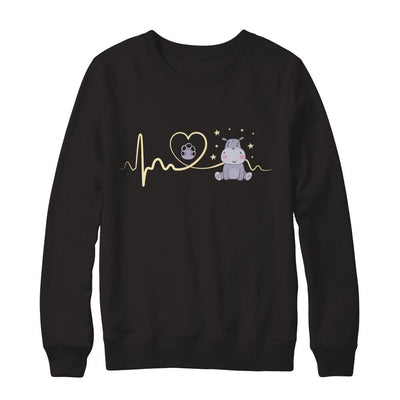 Hippo Cute Preemie Baby Heartbeat-T-Shirt & Sweatshirt-Crewneck Sweatshirt-Black