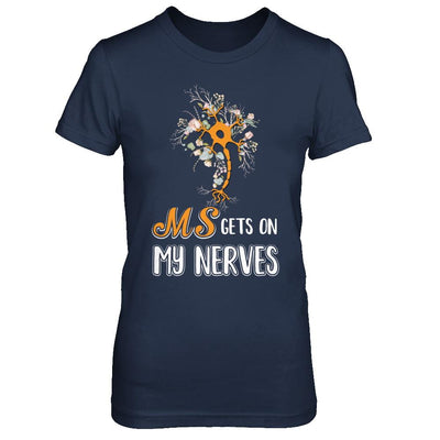 MS Gets On My Nerves Multiple Sclerosis Awareness-T-Shirt & Hoodie-Women's T-Shirt-Navy