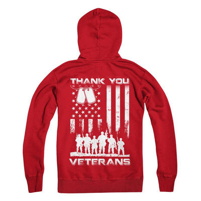 Veteran Thank You Veterans American Flag-T-Shirt & Hoodie-Pullover Hoodie-Red
