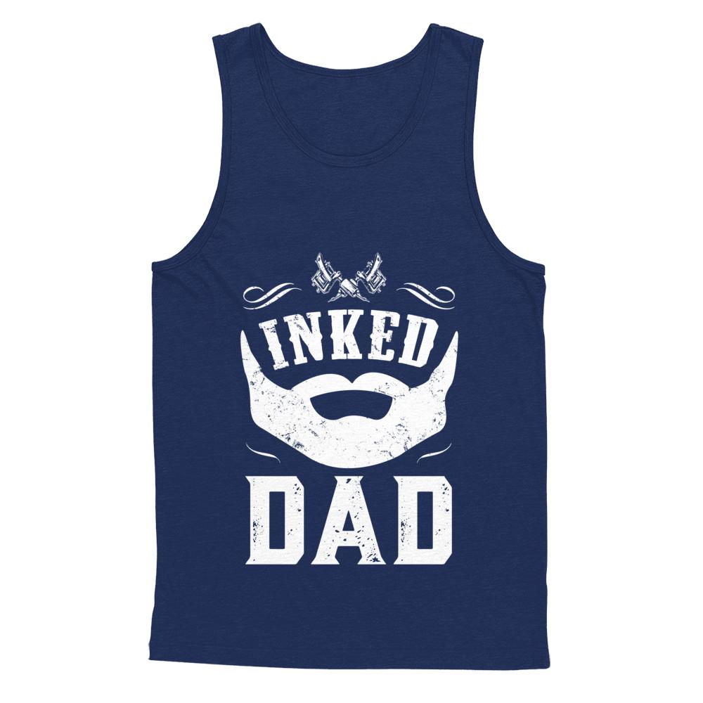 Inked Dad Bearded Man Tattooed Tattoos Fathers Day-T-Shirt & Hoodie-Unisex Tank-Navy