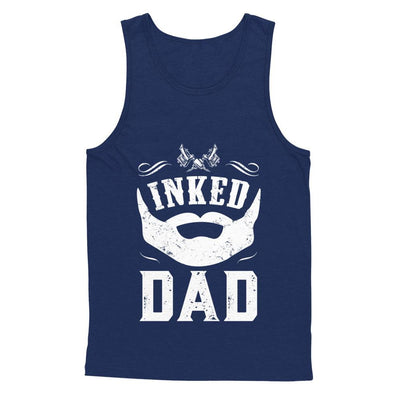 Inked Dad Bearded Man Tattooed Tattoos Fathers Day-T-Shirt & Hoodie-Unisex Tank-Navy