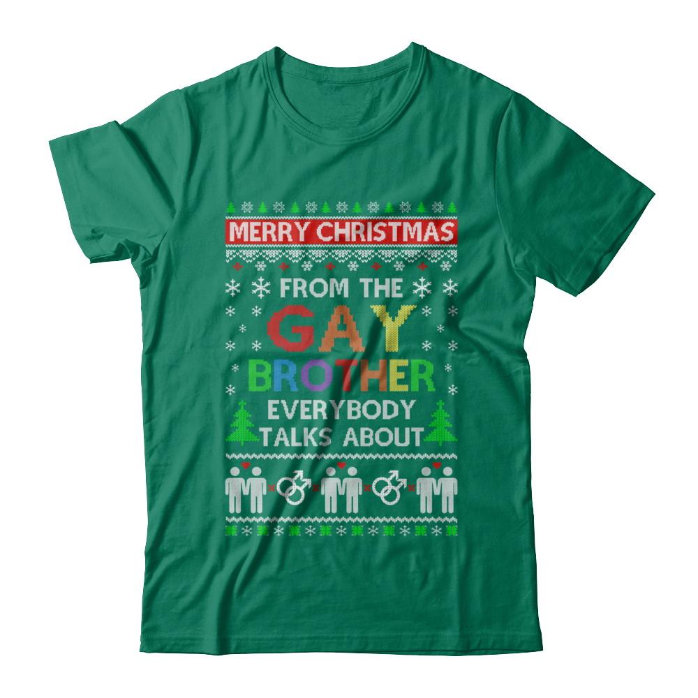 LGBT Merry Christmas From Gay Brother Ugly Christmas Sweater-T-Shirt & Sweatshirt-Classic T-Shirt-Kelly Green