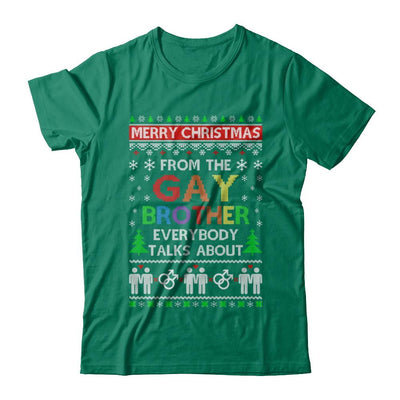 LGBT Merry Christmas From Gay Brother Ugly Christmas Sweater-T-Shirt & Sweatshirt-Classic T-Shirt-Kelly Green