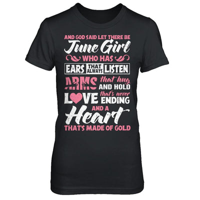 And God Said Let There Be June Girl Ears Arms Love Heart-T-Shirt & Hoodie-Women's T-Shirt-Black