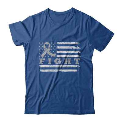 Fight Gray Ribbon US Flag Brain Cancer Awareness-T-Shirt & Hoodie-Classic T-Shirt-Royal