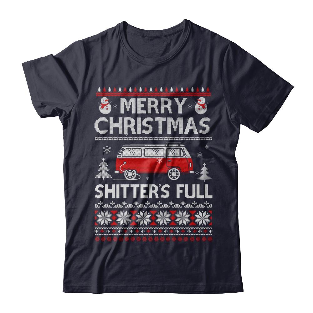 Merry Christmas Shitters Full Ugly Sweater-T-Shirt & Sweatshirt-Premium T-Shirt-Midnight Navy