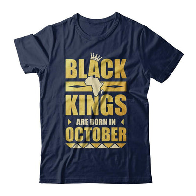 Black Kings Are Born In October Birthday-T-Shirt & Hoodie-Classic T-Shirt-Navy