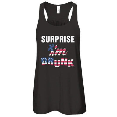 Surprise I'm Drunk 4Th Of July-T-Shirt & Tank Top-Women's Flowy Racerback Tank-Black