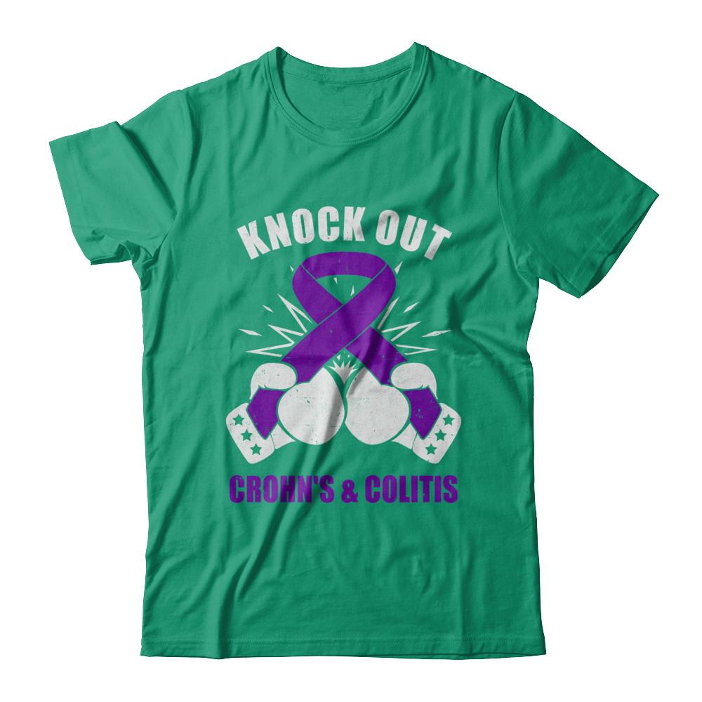 Boxing Knock Out Crohn's Colitis Awareness Support-T-Shirt & Hoodie-Classic T-Shirt-Kelly Green