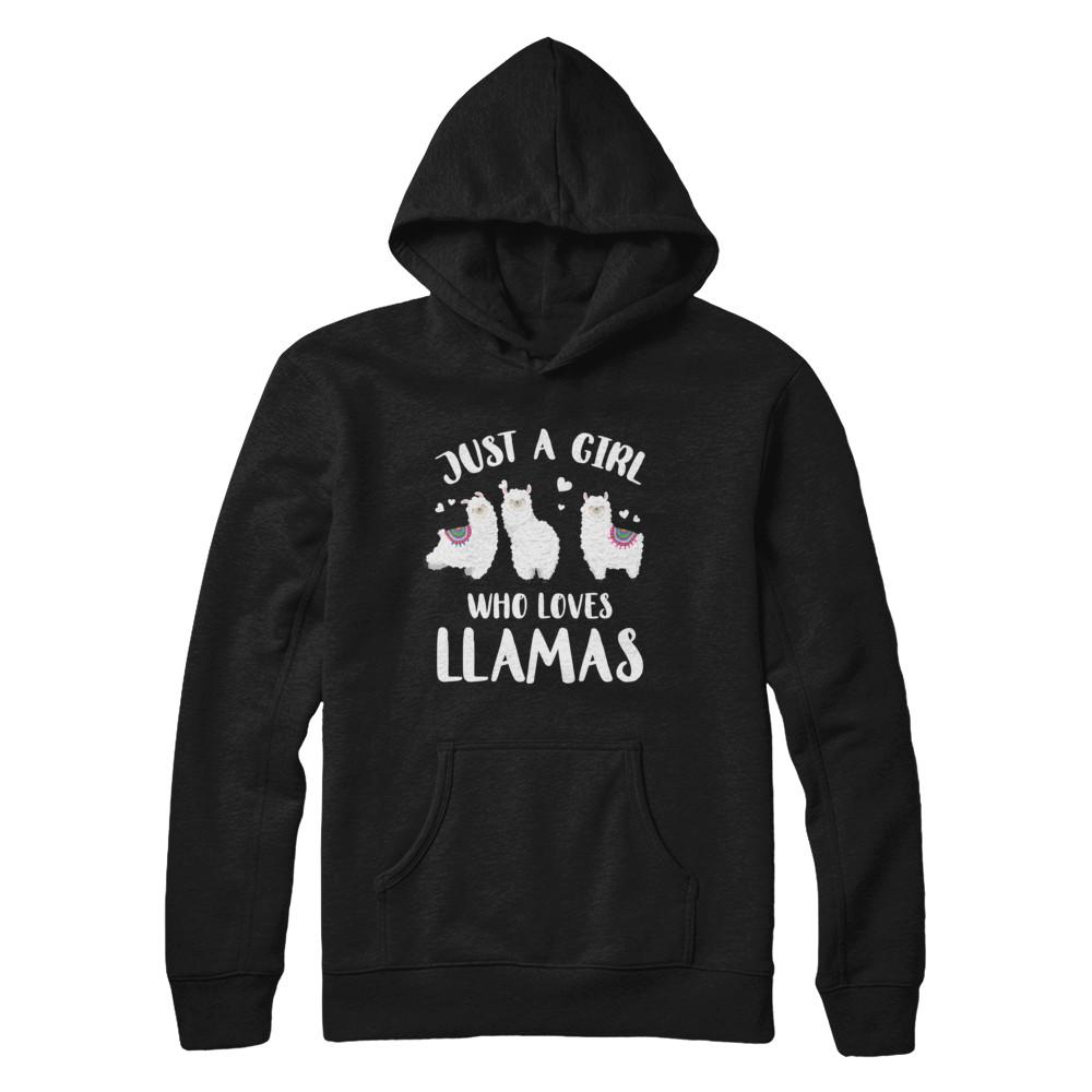 Just A Girl Who Loves Llamas-T-Shirt & Hoodie-Pullover Hoodie-Black