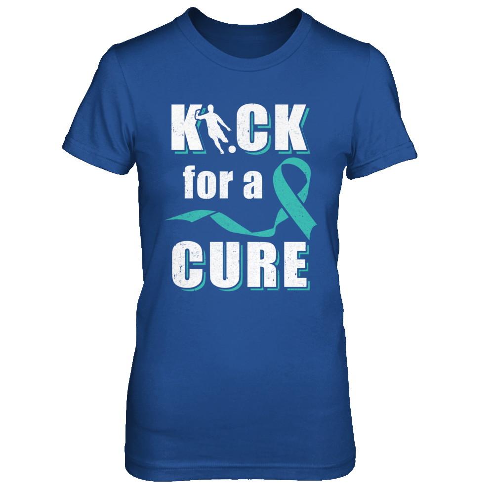 Kick For A Cure Soccer Teal Ovarian Cancer Awareness-T-Shirt & Hoodie-Women's T-Shirt-Royal