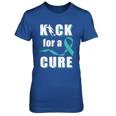 Kick For A Cure Soccer Teal Ovarian Cancer Awareness-T-Shirt & Hoodie-Women's T-Shirt-Royal