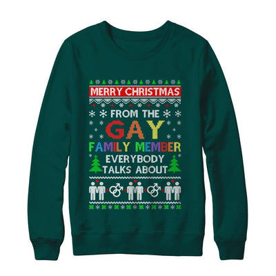 LGBT Merry Christmas From Gay Family Ugly Christmas Sweater-T-Shirt & Sweatshirt-Crewneck Sweatshirt-Deep Forest