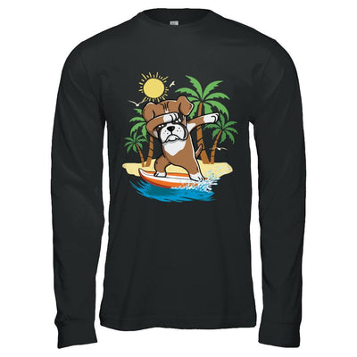 Summer Vacation Dabbing Boxer Surfing Surfboard Gift-T-Shirt & Hoodie-Long Sleeve T-Shirt-Black
