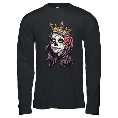 Halloween Queen Tattoos Costume Skeleton-T-Shirt & Hoodie-Long Sleeve T-Shirt-Black