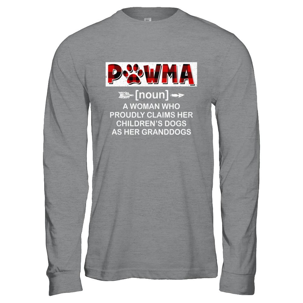 Pawma Buffalo Plaid Mom Proudly Claims Her Children's Dogs-T-Shirt & Hoodie-Long Sleeve T-Shirt-Sport Grey
