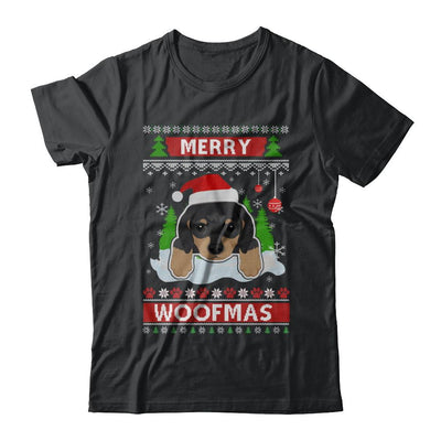 Dachshund Merry Woofmas Ugly Christmas Sweater-T-Shirt & Sweatshirt-Classic T-Shirt-Black