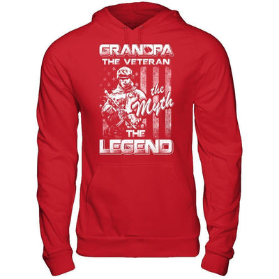 Grandpa The Veteran The Myth The Legend-T-Shirt & Hoodie-Pullover Hoodie-Red
