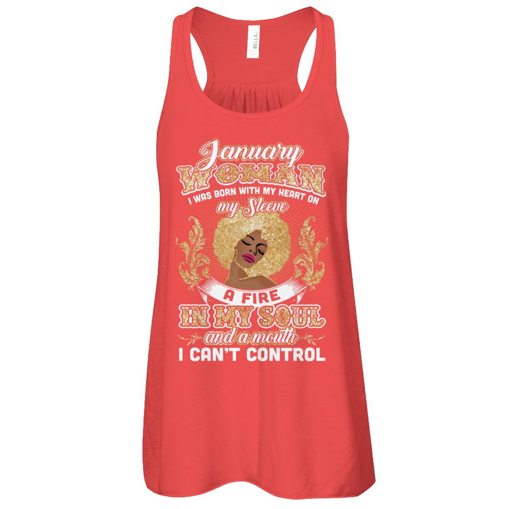 I'm A January Woman Funny Birthday-T-Shirt & Tank Top-Women's Flowy Racerback Tank-Red