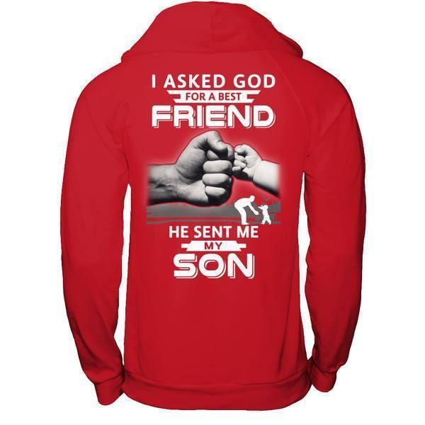 I Asked God For A Best Friend He Sent Me My Son-T-Shirt & Hoodie-Pullover Hoodie-Red