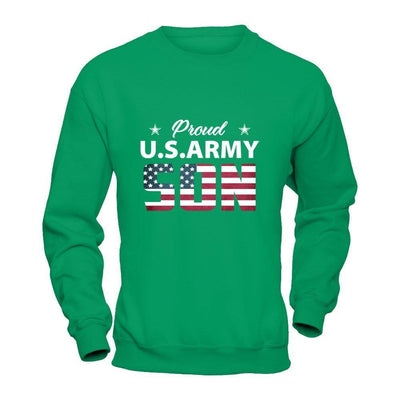 Proud Us Army Son-T-Shirt & Hoodie-Crewneck Sweatshirt-Irish Green