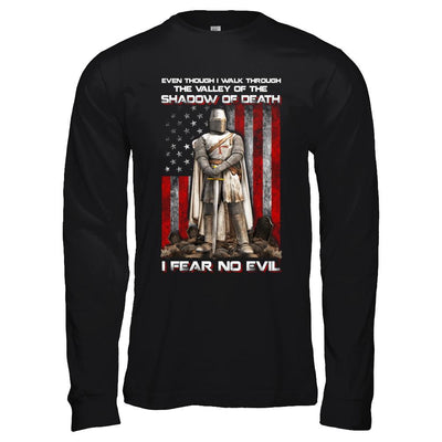 Knight Templar I Walk Through Shadow Of Death I Fear No Evil-T-Shirt & Hoodie-Long Sleeve T-Shirt-Black