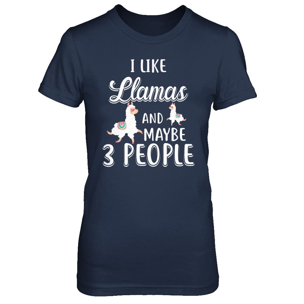I Like Llamas And Maybe 3 People-T-Shirt & Hoodie-Women's T-Shirt-Navy