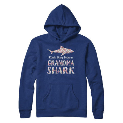 Grandma Shark Kinda Busy Being A Grandmashark-T-Shirt & Hoodie-Pullover Hoodie-Deep Royal