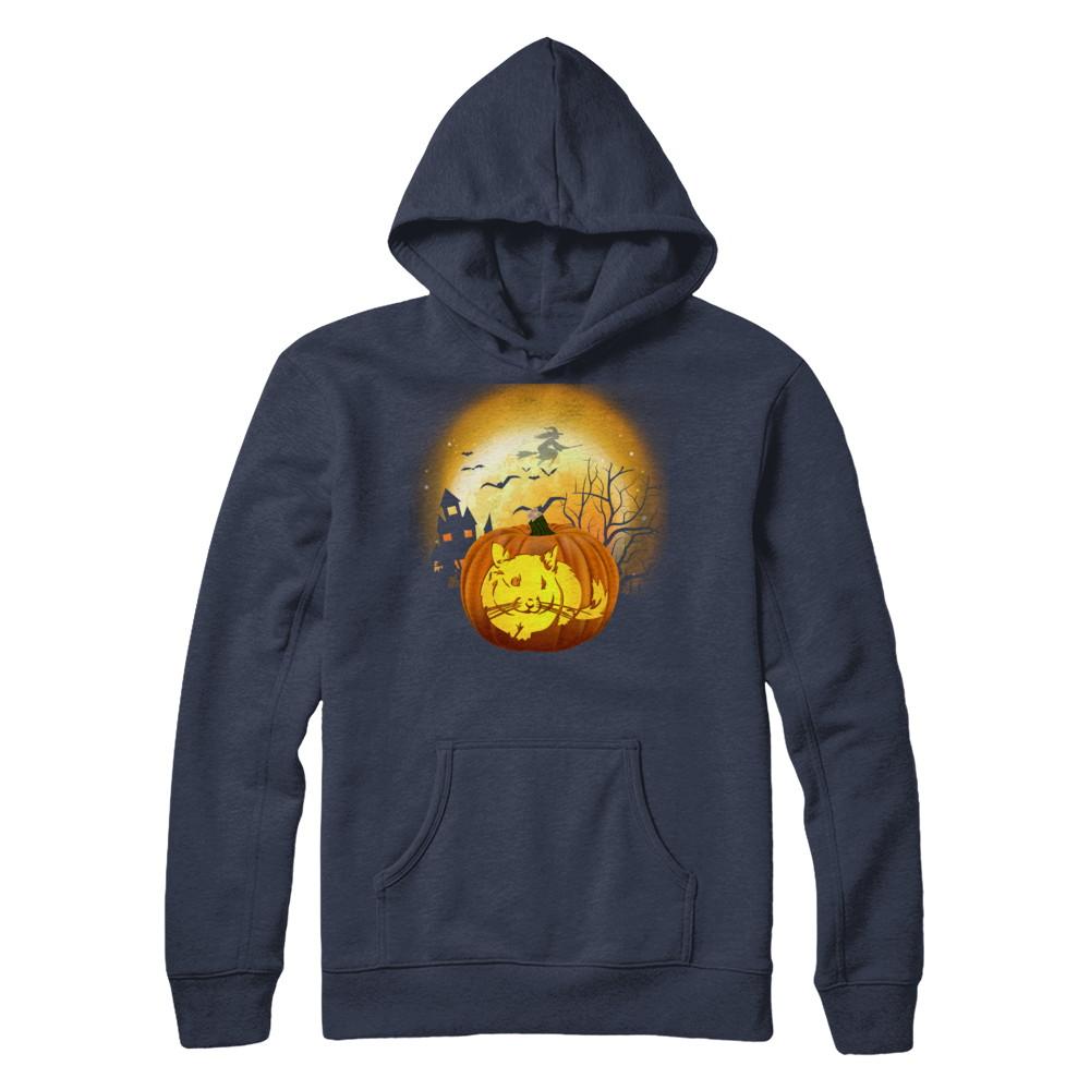 Pumpkin Chinchilla Halloween Human Costume-T-Shirt & Hoodie-Pullover Hoodie-Navy