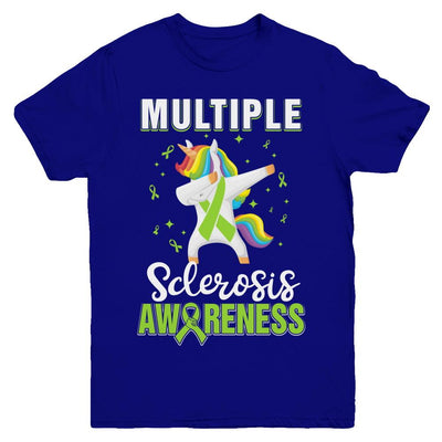 Inspirational Multiple Sclerosis Awareness Unicorn Support Youth-Youth Shirt-Youth T-Shirt-Navy