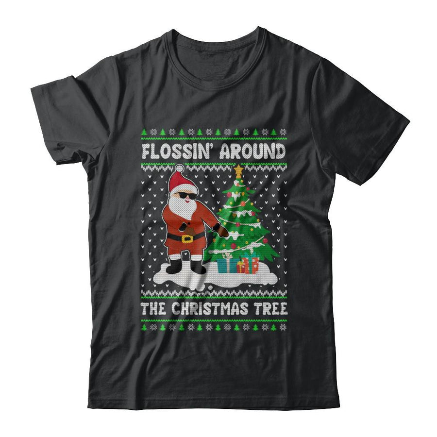 Flossin' Around The Christmas Tree Flossing Ugly Sweater-T-Shirt & Sweatshirt-Classic T-Shirt-Black