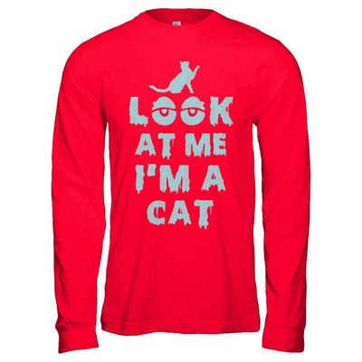 Look At Me I'm A Cat Halloween Costume-T-Shirt & Hoodie-Long Sleeve T-Shirt-Red