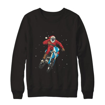 Motocross Christmas Santa Biker-T-Shirt & Sweatshirt-Crewneck Sweatshirt-Black