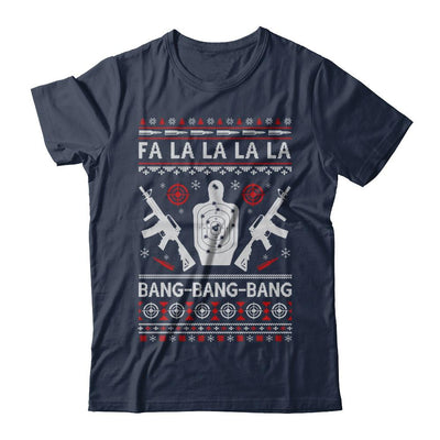 Bang Bang Bang AR-15 Gun Point Ugly Christmas Sweater-T-Shirt & Sweatshirt-Classic T-Shirt-Navy