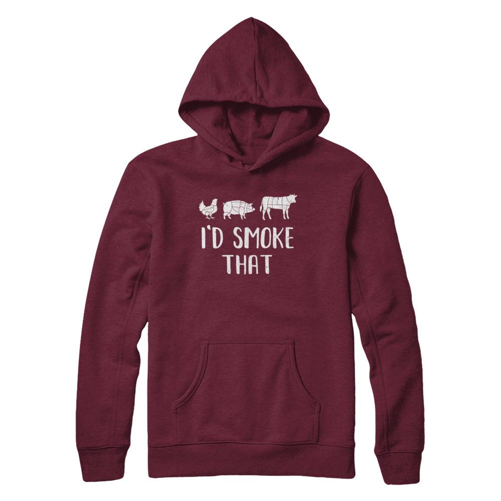 I'd Smoke That Fun BBQ Barbecue Smoker Chef-T-Shirt & Hoodie-Pullover Hoodie-Maroon