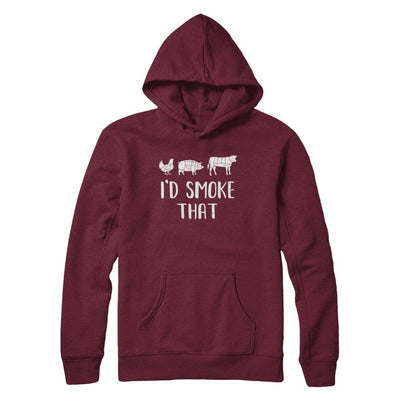 I'd Smoke That Fun BBQ Barbecue Smoker Chef-T-Shirt & Hoodie-Pullover Hoodie-Maroon