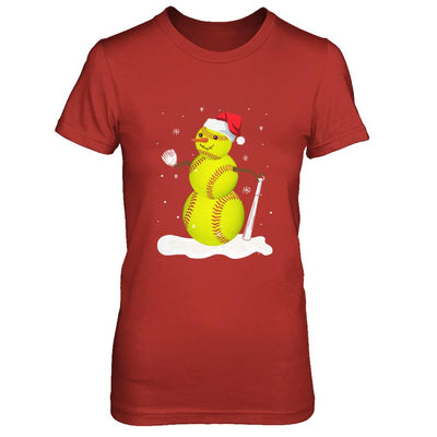 Christmas Softball Snowman Christmas-T-Shirt & Sweatshirt-Women's T-Shirt-Red