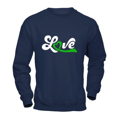 Love Green Awareness Ribbon-T-Shirt & Hoodie-Crewneck Sweatshirt-Navy