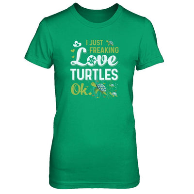 I Just Freaking Love Turtles Ok Sea Turtle Beach-T-Shirt & Tank Top-Women's T-Shirt-Irish Green