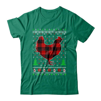 Funny Holiday Chicken Red Plaid Ugly Christmas Sweater-T-Shirt & Sweatshirt-Classic T-Shirt-Kelly Green