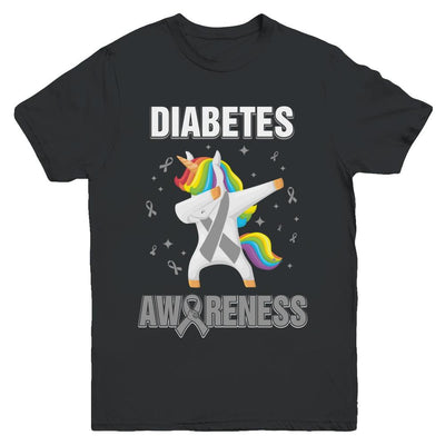 Inspirational Diabetes Awareness Unicorn Support Youth-Youth Shirt-Youth T-Shirt-Black