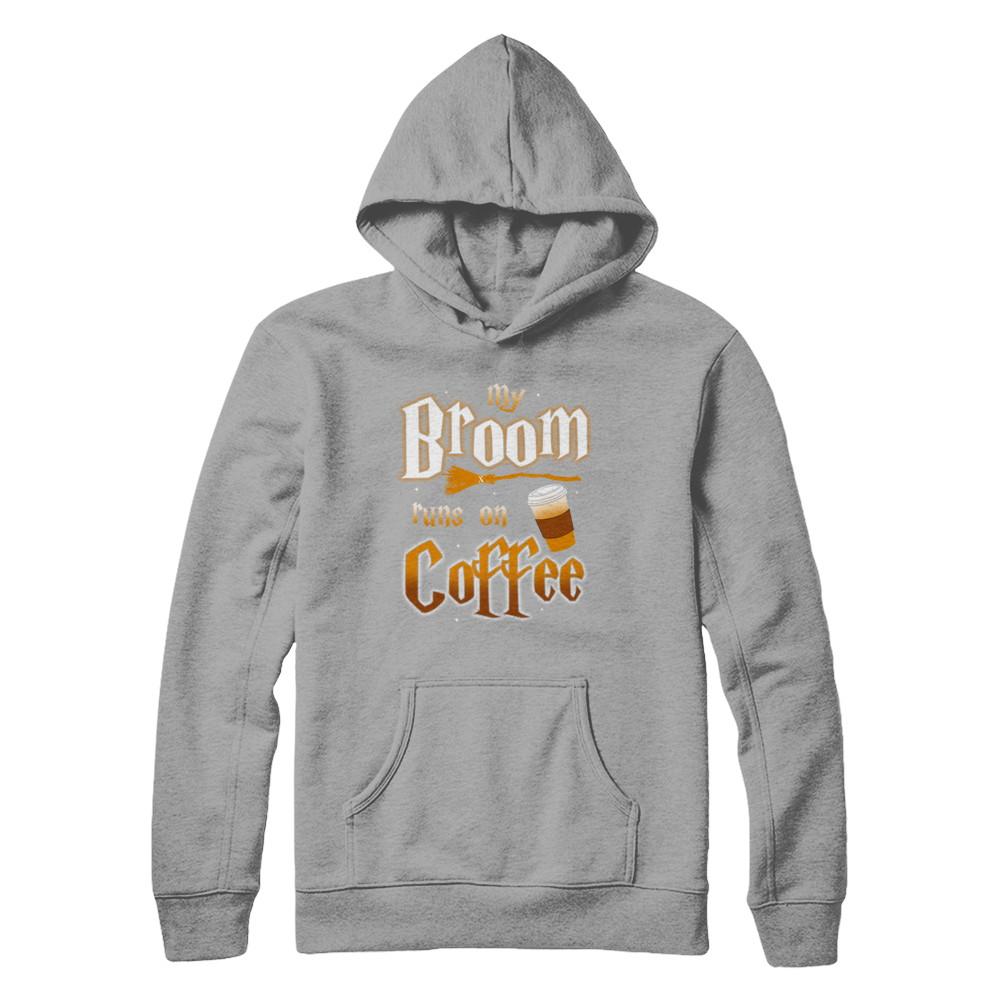 My Broom Runs On Coffee Halloween Witch Costume-T-Shirt & Hoodie-Pullover Hoodie-Light Steel