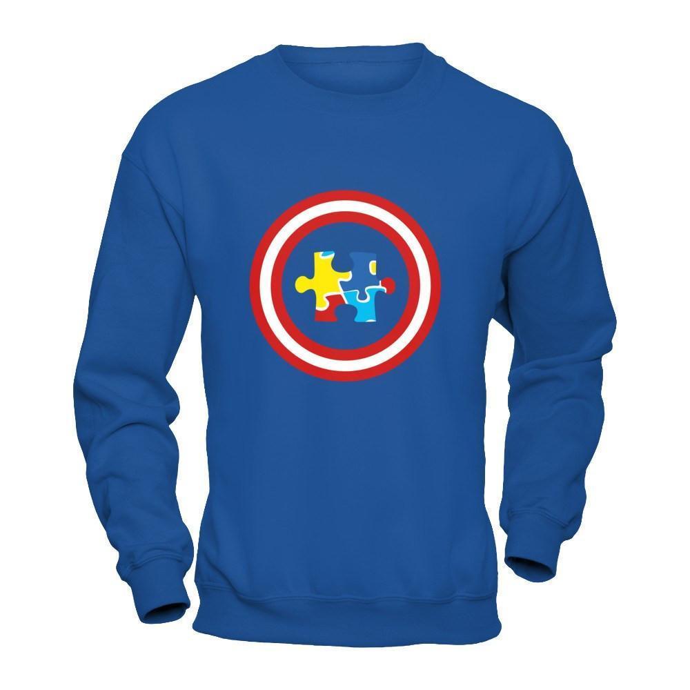 Captain Autism Awareness-T-Shirt & Hoodie-Crewneck Sweatshirt-Royal